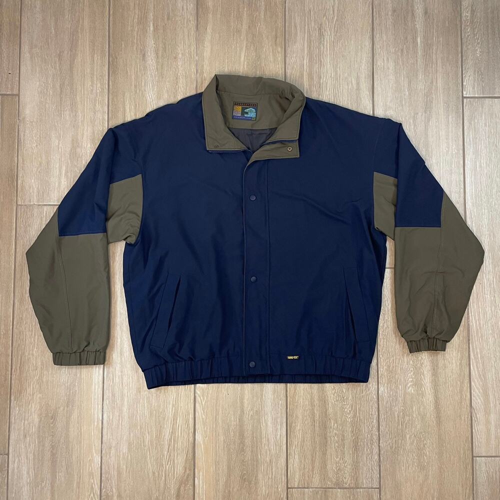 Vintage Gore-Tex Waterproof Shell Jacket Mens XXL USA Made 90s Outdoor Blue